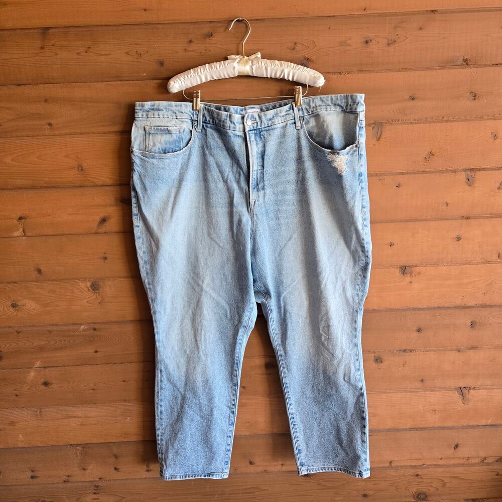 Good American Jean Good Classic Straight Leg Plus 24 Light Wash Distressed Denim - Picture 2 of 7